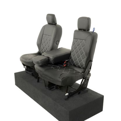 Picture of UK Custom Covers Citroen Berlingo Double Diamond Bentley Stitch Leatherette Front Seat Covers (2018 Onwards) - 3 Seats | SC1157B