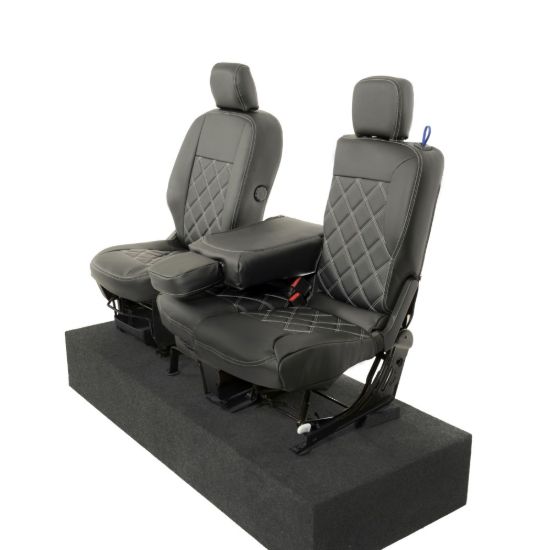 Picture of UK Custom Covers Citroen Berlingo Double Diamond Bentley Stitch Leatherette Front Seat Covers (2018 Onwards) - 3 Seats | SC1157B