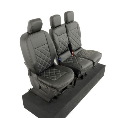 Picture of UK Custom Covers Citroen Berlingo Double Diamond Bentley Stitch Leatherette Front Seat Covers (2018 Onwards) - 3 Seats | SC1157B