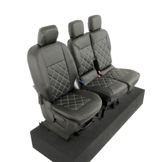 Picture of UK Custom Covers Citroen Berlingo Double Diamond Bentley Stitch Leatherette Front Seat Covers (2018 Onwards) - 3 Seats | SC1157B