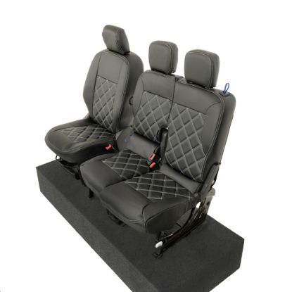 Picture of UK Custom Covers Citroen Berlingo Double Diamond Bentley Stitch Leatherette Front Seat Covers (2018 Onwards) - 3 Seats | SC1157B