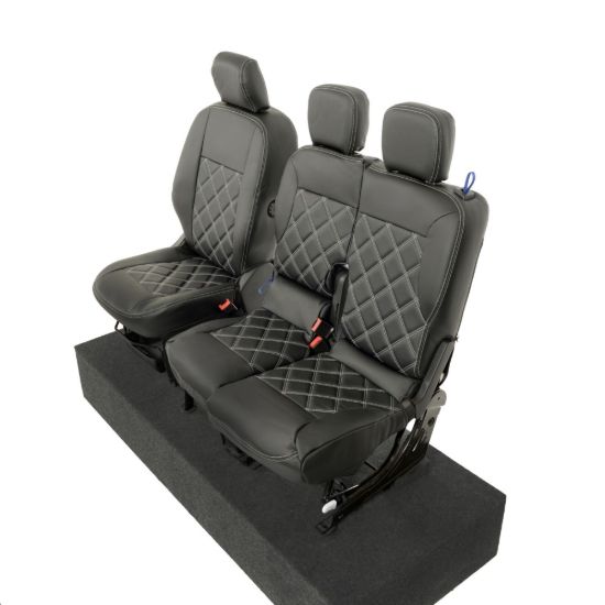 Picture of UK Custom Covers Citroen Berlingo Double Diamond Bentley Stitch Leatherette Front Seat Covers (2018 Onwards) - 3 Seats | SC1157B