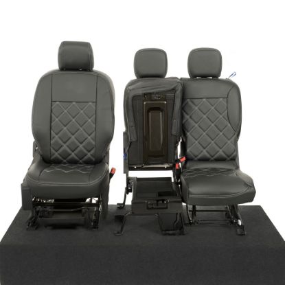Picture of UK Custom Covers Citroen Berlingo Double Diamond Bentley Stitch Leatherette Front Seat Covers (2018 Onwards) - 3 Seats | SC1157B