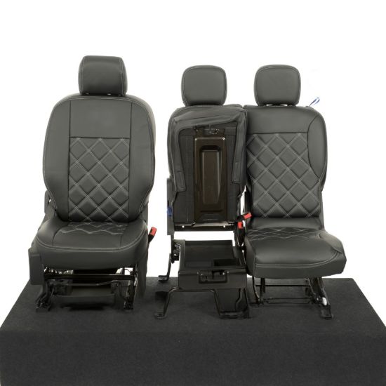 Picture of UK Custom Covers Citroen Berlingo Double Diamond Bentley Stitch Leatherette Front Seat Covers (2018 Onwards) - 3 Seats | SC1157B