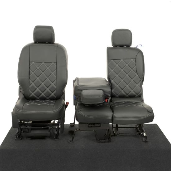 Picture of UK Custom Covers Citroen Berlingo Double Diamond Bentley Stitch Leatherette Front Seat Covers (2018 Onwards) - 3 Seats | SC1157B