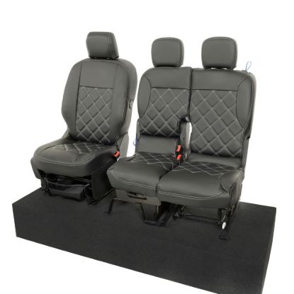 Picture of UK Custom Covers Citroen Berlingo Double Diamond Bentley Stitch Leatherette Front Seat Covers (2018 Onwards) - 3 Seats | SC1157B