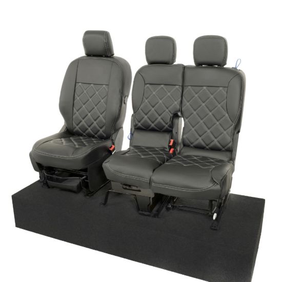 Picture of UK Custom Covers Citroen Berlingo Double Diamond Bentley Stitch Leatherette Front Seat Covers (2018 Onwards) - 3 Seats | SC1157B