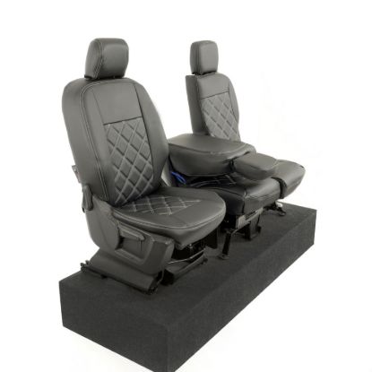 Picture of UK Custom Covers Citroen Berlingo Double Diamond Bentley Stitch Leatherette Front Seat Covers (2018 Onwards) - 3 Seats | SC1157B