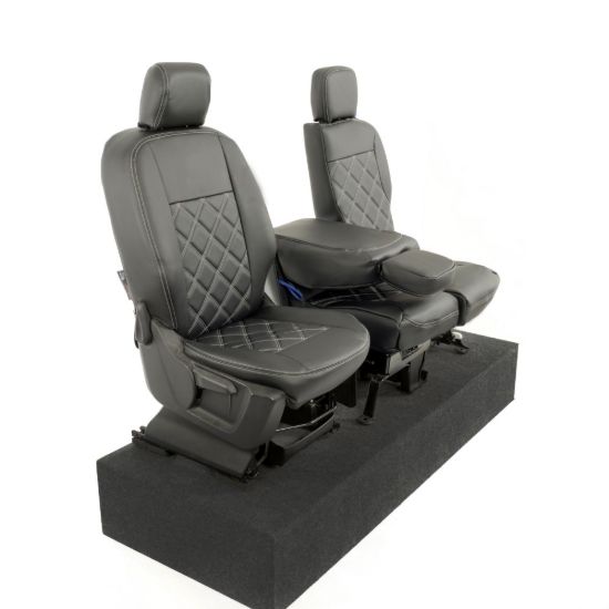 Picture of UK Custom Covers Citroen Berlingo Double Diamond Bentley Stitch Leatherette Front Seat Covers (2018 Onwards) - 3 Seats | SC1157B