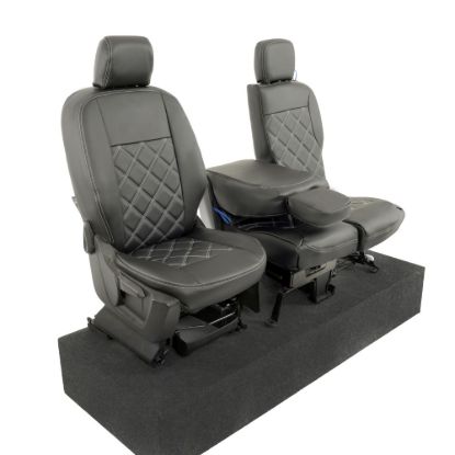 Picture of UK Custom Covers Citroen Berlingo Double Diamond Bentley Stitch Leatherette Front Seat Covers (2018 Onwards) - 3 Seats | SC1157B