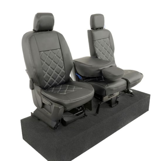 Picture of UK Custom Covers Citroen Berlingo Double Diamond Bentley Stitch Leatherette Front Seat Covers (2018 Onwards) - 3 Seats | SC1157B