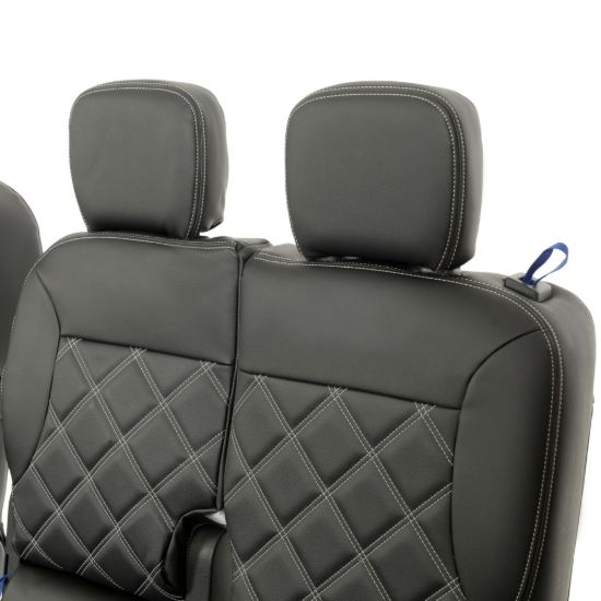 Picture of UK Custom Covers Citroen Berlingo Double Diamond Bentley Stitch Leatherette Front Seat Covers (2018 Onwards) - 3 Seats | SC1157B