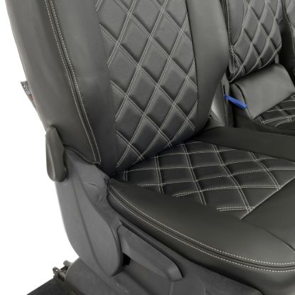 Picture of UK Custom Covers Citroen Berlingo Double Diamond Bentley Stitch Leatherette Front Seat Covers (2018 Onwards) - 3 Seats | SC1157B