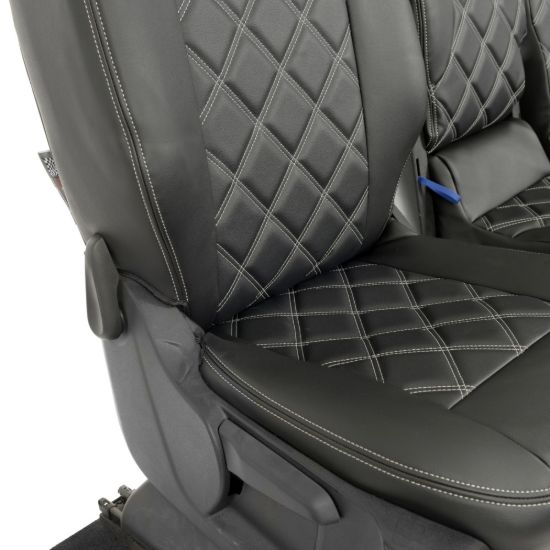 Picture of UK Custom Covers Citroen Berlingo Double Diamond Bentley Stitch Leatherette Front Seat Covers (2018 Onwards) - 3 Seats | SC1157B