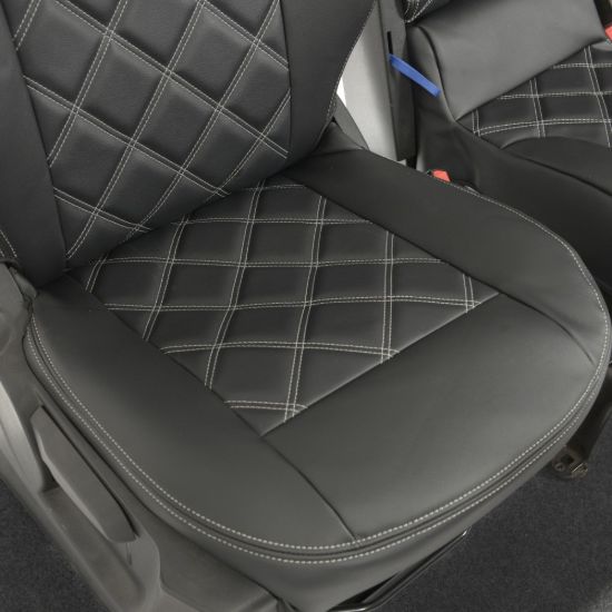 Picture of UK Custom Covers Citroen Berlingo Double Diamond Bentley Stitch Leatherette Front Seat Covers (2018 Onwards) - 3 Seats | SC1157B