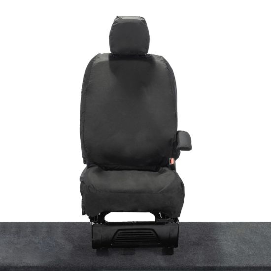 UK Custom Covers Ford Transit Custom Seat Covers Cotton-Backed PU (2023+) - Driver Only / Black