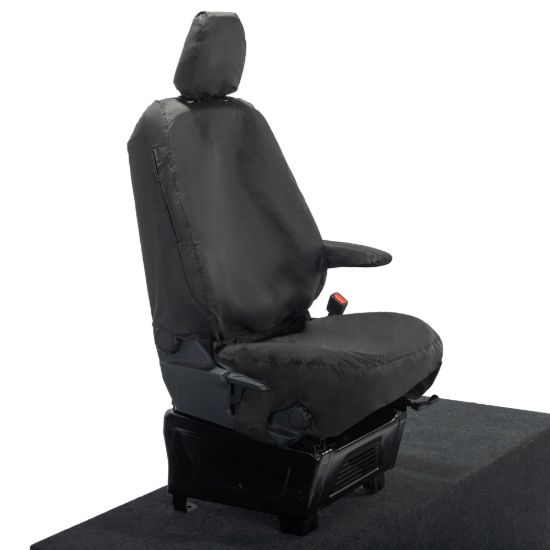 Picture of UK Custom Covers Ford Transit Custom Seat Covers Cotton-Backed PU (2023+) - Driver Only / Black | SC1264B
