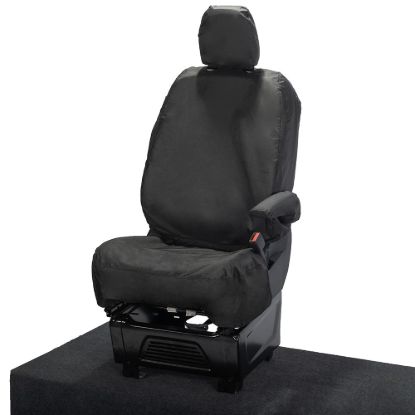 Picture of UK Custom Covers Ford Transit Custom Seat Covers Cotton-Backed PU (2023+) - Driver Only / Black | SC1264B