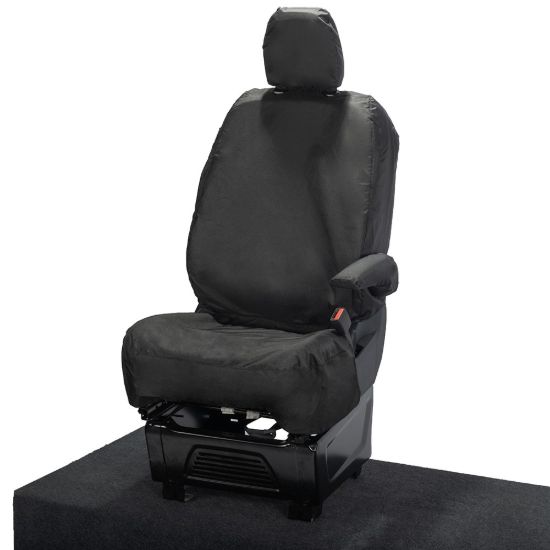 Picture of UK Custom Covers Ford Transit Custom Seat Covers Cotton-Backed PU (2023+) - Driver Only / Black | SC1264B