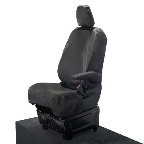 Picture of UK Custom Covers Ford Transit Custom Seat Covers Cotton-Backed PU (2023+) - Driver Only / Black | SC1264B