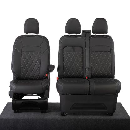 Picture of UK Custom Covers Ford Transit Custom Seat Covers Tailored Leatherette (2023+) - Single Bentley Stitch | SC1274B
