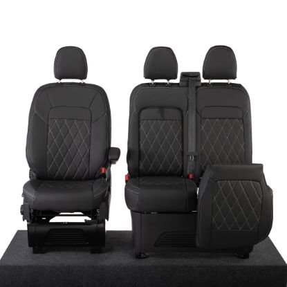 Picture of UK Custom Covers Ford Transit Custom Seat Covers Tailored Leatherette (2023+) - Single Bentley Stitch | SC1274B
