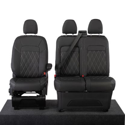 Picture of UK Custom Covers Ford Transit Custom Seat Covers Tailored Leatherette (2023+) - Single Bentley Stitch | SC1274B
