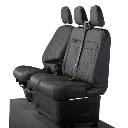 Picture of UK Custom Covers Ford Transit Custom Seat Covers Tailored Leatherette (2023+) - Single Bentley Stitch | SC1274B