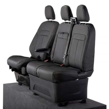 UK Custom Covers Ford Transit Custom Seat Covers Tailored Leatherette (2023+) - Block Stitch