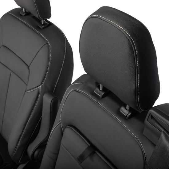 Picture of UK Custom Covers Ford Transit Custom Seat Covers Tailored Leatherette (2023+) - Block Stitch | SC1275B