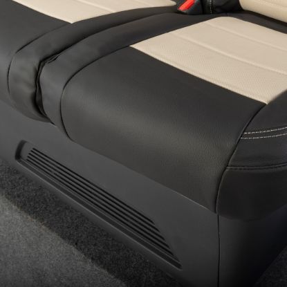 Picture of UK Custom Covers Ford Transit Custom Seat Covers Tailored Leatherette (2023+) - Block Stitch - 2 Tone (Black with Cream) | SC1276B