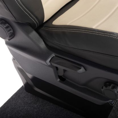 Picture of UK Custom Covers Ford Transit Custom Seat Covers Tailored Leatherette (2023+) - Block Stitch - 2 Tone (Black with Cream) | SC1276B