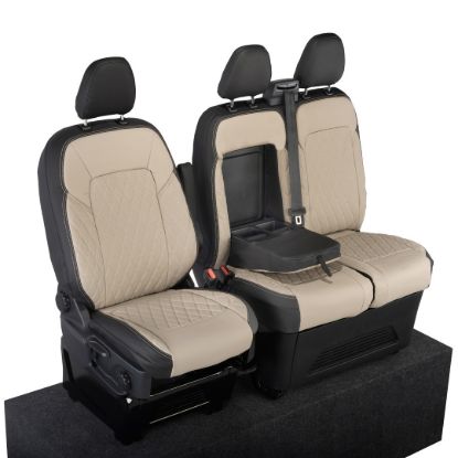 Picture of UK Custom Covers Ford Transit Custom Seat Covers Tailored Leatherette (2023+) - Diamond - 2 Tone | SC1277B