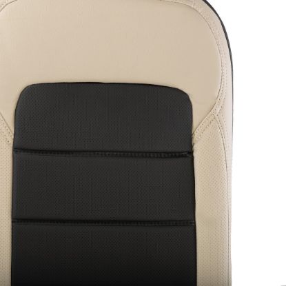 Picture of UK Custom Covers Ford Transit Custom Seat Covers Tailored Leatherette (2023+) - Block Stitch - 2 Tone (Cream with Black) | SC1278B