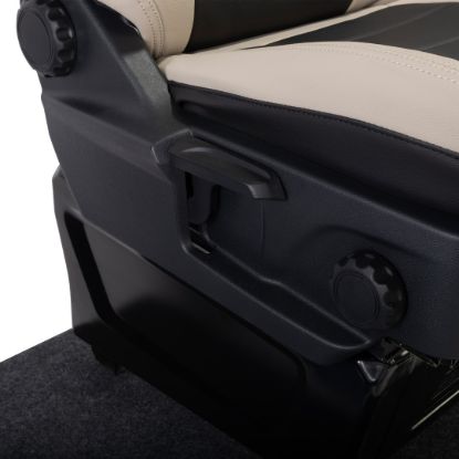 Picture of UK Custom Covers Ford Transit Custom Seat Covers Tailored Leatherette (2023+) - Block Stitch - 2 Tone (Cream with Black) | SC1278B