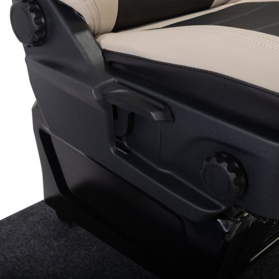 Picture of UK Custom Covers Ford Transit Custom Seat Covers Tailored Leatherette (2023+) - Block Stitch - 2 Tone (Cream with Black) | SC1278B