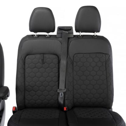 Picture of UK Custom Covers Ford Transit Custom Seat Covers Tailored Leatherette (2023+) - Honeycomb Stitch | SC1279B