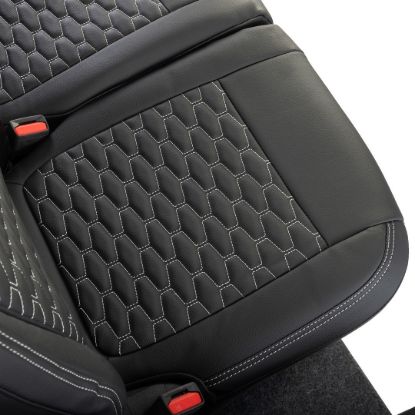 Picture of UK Custom Covers Ford Transit Custom Seat Covers Tailored Leatherette (2023+) - Hexagon | SC1280B