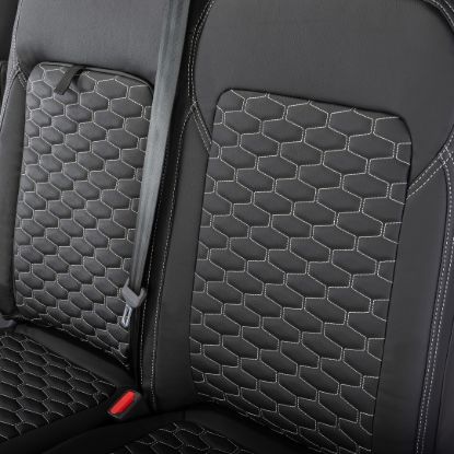 Picture of UK Custom Covers Ford Transit Custom Seat Covers Tailored Leatherette (2023+) - Hexagon | SC1280B