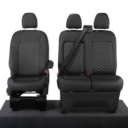 Picture of UK Custom Covers Ford Transit Custom Seat Covers Tailored Leatherette (2023+) - Hexagon | SC1280B