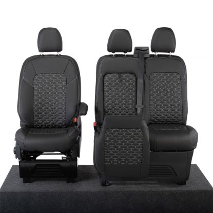 Picture of UK Custom Covers Ford Transit Custom Seat Covers Tailored Leatherette (2023+) - Hexagon | SC1280B