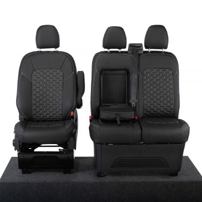 Picture of UK Custom Covers Ford Transit Custom Seat Covers Tailored Leatherette (2023+) - Hexagon | SC1280B