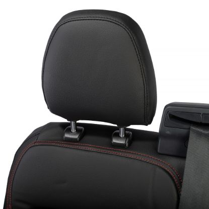 Picture of UK Custom Covers Ford Transit Custom Seat Covers Tailored Leatherette (2023+) - Block Stitch - Black & Red | SC1281B