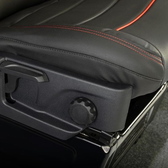 Picture of UK Custom Covers Ford Transit Custom Seat Covers Tailored Leatherette (2023+) - Block Stitch - Black & Red | SC1281B
