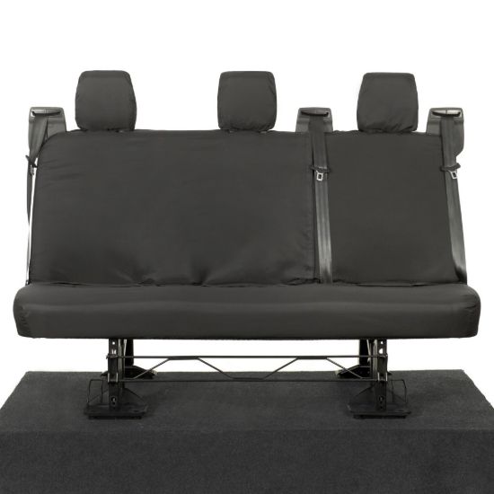 UK Custom Covers Ford Transit Custom Seat Covers Cotton-Backed PU (2013-2023) - Rear / Black