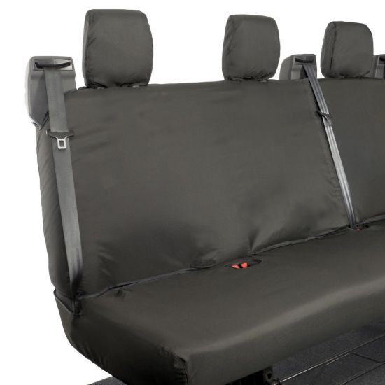 Picture of UK Custom Covers Ford Transit Custom Seat Covers Cotton-Backed PU (2013-2023) - Rear / Black | SC131B
