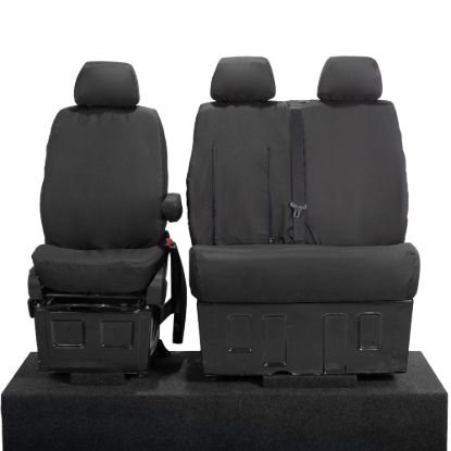 UK Custom Covers Mercedes Sprinter Front Seat Covers Cotton-Backed PU (2006-2018) - Black