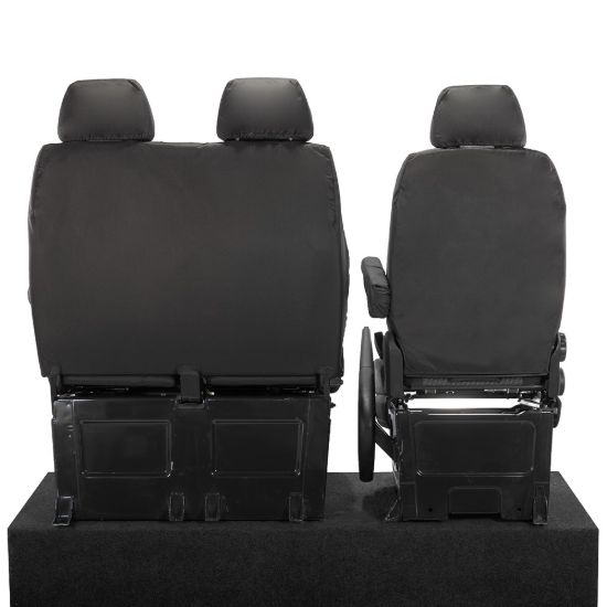 Picture of UK Custom Covers Mercedes Sprinter Front Seat Covers Cotton-Backed PU (2006-2018) - Black | SC132B