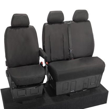 Picture of UK Custom Covers Mercedes Sprinter Front Seat Covers Cotton-Backed PU (2006-2018) - Black | SC132B