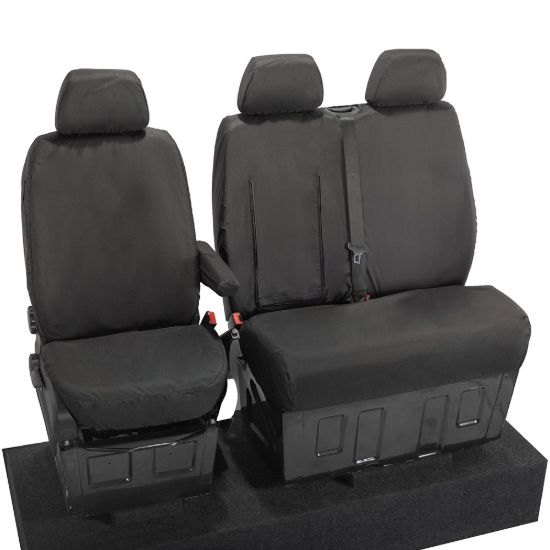 Picture of UK Custom Covers Mercedes Sprinter Front Seat Covers Cotton-Backed PU (2006-2018) - Black | SC132B